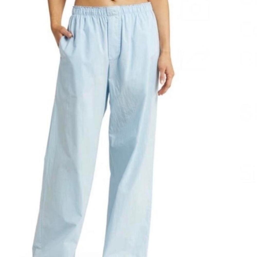 SKIMS XL OVERSIZED Cotton Poplin Pajama Pants In Glacier blue